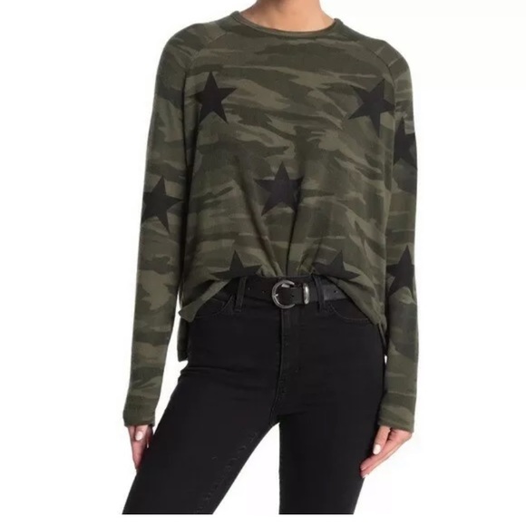 Sweet Romeo Tops | Sweet Romeo Camo Star Print Cozy Pullover Green Lounge Sweatshirt | Color: Green | Size: 2x | Glitterspell's Closet